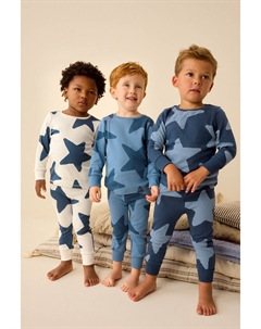 Пижама Snuggle из 100% хлопка, 3 шт в упаковке, синий Next