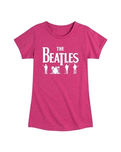 Белая футболка с графическим рисунком и силуэтами The Beatles для девочек 7–16 лет, розовый Licensed character