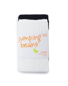 Комплект из 2 черно-белых теплых колготок для малышей и девочек (2 года), цвет Black White Jumping beans
