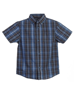 Детская повседневная рубашка в клетку с короткими рукавами и пуговицами, цвет Navy Blue Gioberti