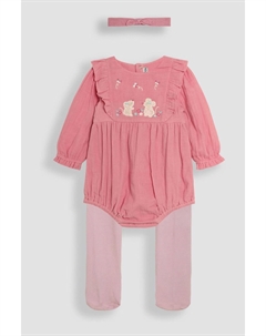 Боди из 3 предметов: вышитый муслин и колготки, розовый Jojo maman bébé