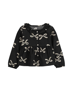 Блуза на пуговицах с принтом для маленьких девочек, черный Carter`s