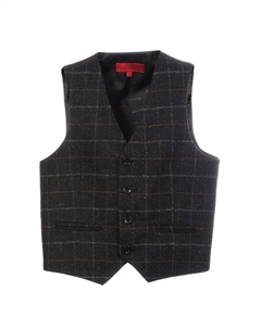 Детский твидовый клетчатый жилет для делового костюма, цвет Dark Brown Graph Gioberti