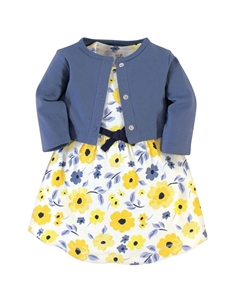 Платье и кардиган из органического хлопка для малышей и девочек, комплект из 2 предметов, желтый сад, цвет Yellow Garden Touched by nature