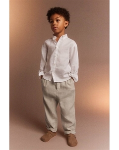 Льняные брюки чинос, бежевый H&m