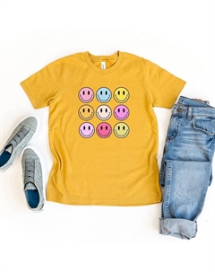 Молодежная футболка с ярким смайликом и короткими рукавами с рисунком, цвет Cream The juniper shop