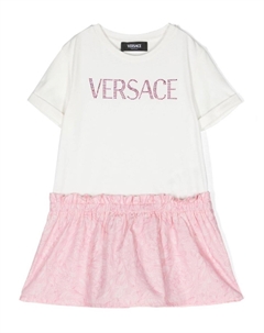 Kids платье-футболка с принтом Barocco, белый Versace