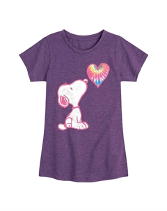 Футболка с рисунком «Арахис для девочек» Snoopy Rainbow Heart, цвет Heather Purple Licensed character