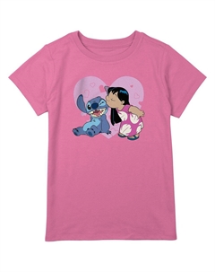 Футболка с рисунком Lilo And Stitch Lilo Kiss для девочек, розовый Licensed character