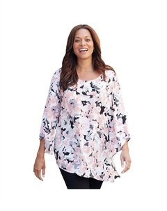 Женская блузка больших размеров в стиле Art-to-wear для миниатюрных размеров, цвет Pink Floral Catherine's
