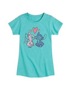 Футболка с рисунком Disney's Lilo & Stitch Angel & Stitch для девочек 7–16 лет, синий Licensed character