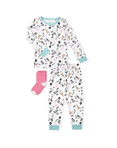 Для маленьких девочек: супермягкий пижамный комплект из 2 предметов из плотного джерси с подходящими по размеру носками, цвет Paris Sleep on it