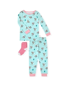 Для маленьких девочек: супермягкий пижамный комплект из 2 предметов из плотного джерси с подходящими по размеру носками, цвет Apres Ski Sleep on it