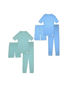 Плотно прилегающие многокомпонентные пижамные комплекты вязки в рубчик из 100% органического хлопка для девочек - для больших детей, зеленый Sleep on it