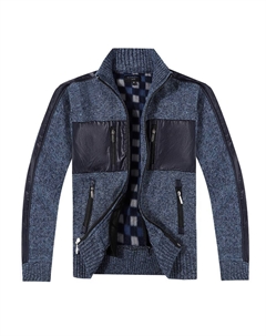 Кардиган с молнией и нашивкой для мальчика, свитер с подкладкой из матовой фланели, цвет Melange Blue Gioberti