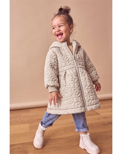 Пальто стеганое с капюшоном и меховой подкладкой, зеленый Next