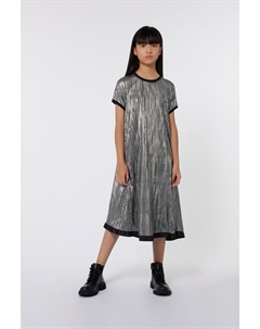 Платье миди с металлическим плиссированным логотипом, серебряный Dkny