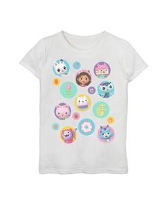 Футболка с рисунком Gabby's Dollhouse Icons для девочек 7–16 лет, белый Licensed character