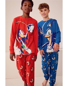 Пижама с длинными штанинами из 100% хлопка, 2 пары, синий/красный Next