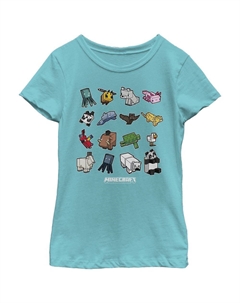 Футболка с рисунком Minecraft Adventures And Animals для девочек, цвет Tahiti Blue Licensed character