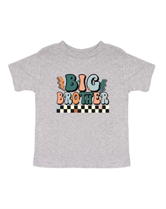 Молодежная клетчатая футболка с короткими рукавами и рисунком Big Brother, цвет Heather Grey The juniper shop