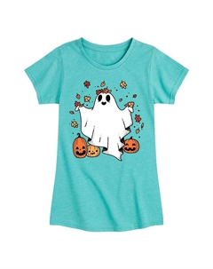 Милая футболка с рисунком «Призрачные листья» для девочек 7–16 лет на Хэллоуин, синий Licensed character