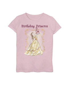 Футболка с рисунком «Принцесса Диснея» для девочек 7–16 лет, «Красавица и чудовище», «Красавица», «Принцесса на день рождения», розовый Disney