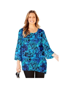 Женская блузка больших размеров в стиле Art-to-wear для миниатюрных размеров, цвет Dark Sapphire Petals Catherine's