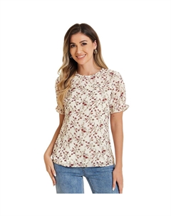 Женская шифоновая блузка с короткими рукавами и рюшами и цветочным принтом, цвет White Red Allegra k