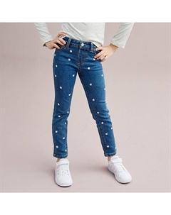 Джинсы-джеггинсы со средней посадкой и украшением для девочек 4–12 лет, цвет Little Denim Daisies Jumping beans