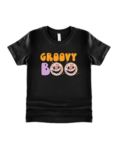 Футболка с короткими рукавами и рисунком Groovy Boo для малышей, черный The juniper shop