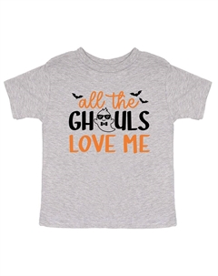 Футболка с короткими рукавами и рисунком All The Ghouls Love Me Bats для малышей, цвет Heather Grey The juniper shop