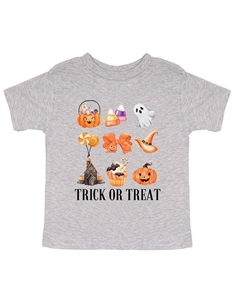 Футболка с короткими рукавами и рисунком Trick Or Treat Chart для малышей, цвет Heather Grey The juniper shop
