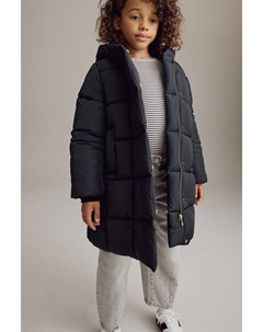 Водонепроницаемое квадратное стеганое пальто с капюшоном (3 16 лет), черный Next