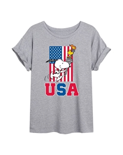 Струящаяся футболка Peanuts USA Torch для юниоров, серый Licensed character