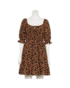 Детское платье миди с рукавами 3/4, цвет Black Mustard Liberty love