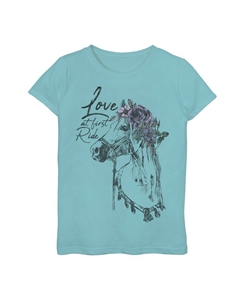 Футболка с изображением лошади для девочек 7–16 лет «Любовь с первой поездки», цвет Tahi Blue Licensed character