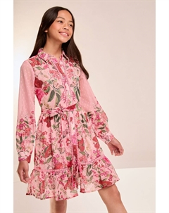 Платье рубашка с шифоновой отделкой (5 16 лет), розовый Lipsy