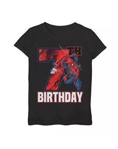 Футболка с графическим рисунком на 7-й день рождения для девочек 7–16 лет Spider-Man Web Swing Marvel