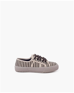 Кроссовки из парусины для девочки с полосками и широкой подошвой, серый Pisamonas