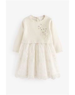 Платье джемпер с длинными рукавами 2 в 1 (3 мес 10 лет), экрю Next