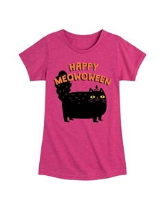 Футболка Meowoween с рисунком Хэллоуина для девочек 7–16 лет, цвет Heather Dark Pink Licensed character
