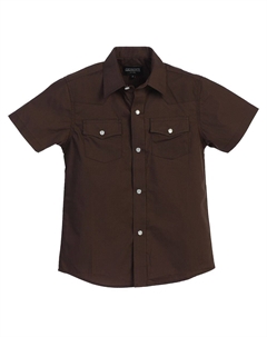 Однотонная рубашка в стиле вестерн с короткими рукавами для мальчиков, коричневый Gioberti