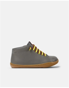 Кожаные ботильоны Peu Cami для мальчика на шнуровке, серый Camper