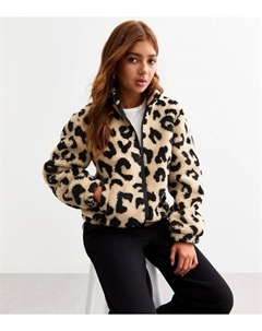 Куртка Борг с каменным леопардовым принтом для девочек, светло-серый New look