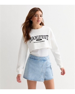 Бледно-голубая джинсовая юбка с запахом спереди для девочек, синий New look