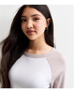 Светло-коричневая футболка реглан со сборками для девочек, светло-коричневый New look