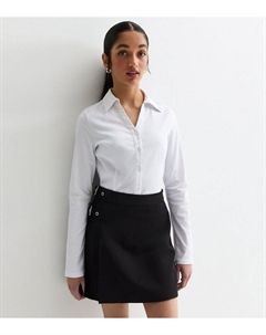 Белая эластичная школьная рубашка с длинными рукавами для девочек, белый New look