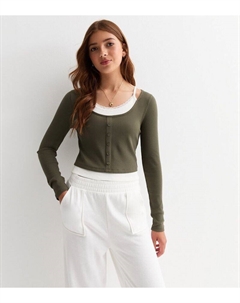 Топ 2-в-1 для девочек оливково-зеленого цвета, оливковый New look