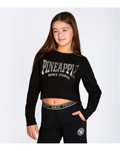 Черный укороченный свитшот с логотипом из фольги для девочек , черный Pineapple